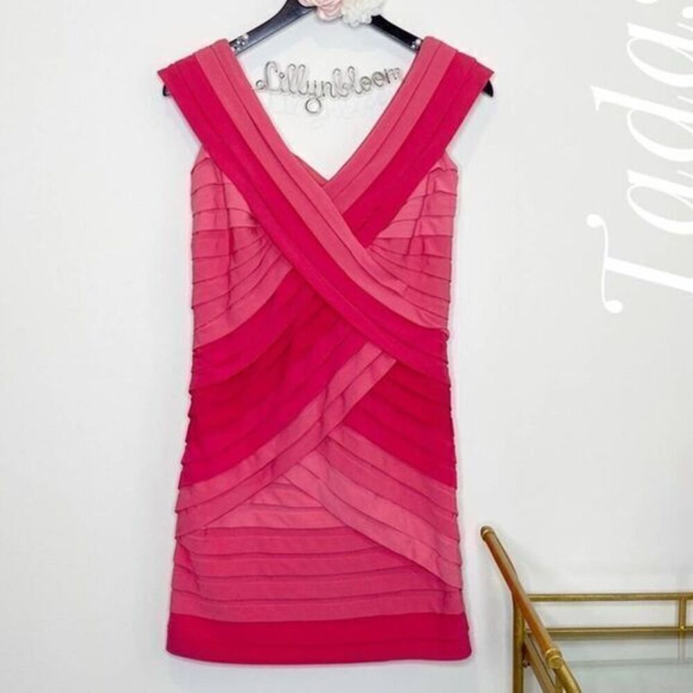 Tadashi Shoji pink bandage sleeveless mini dress